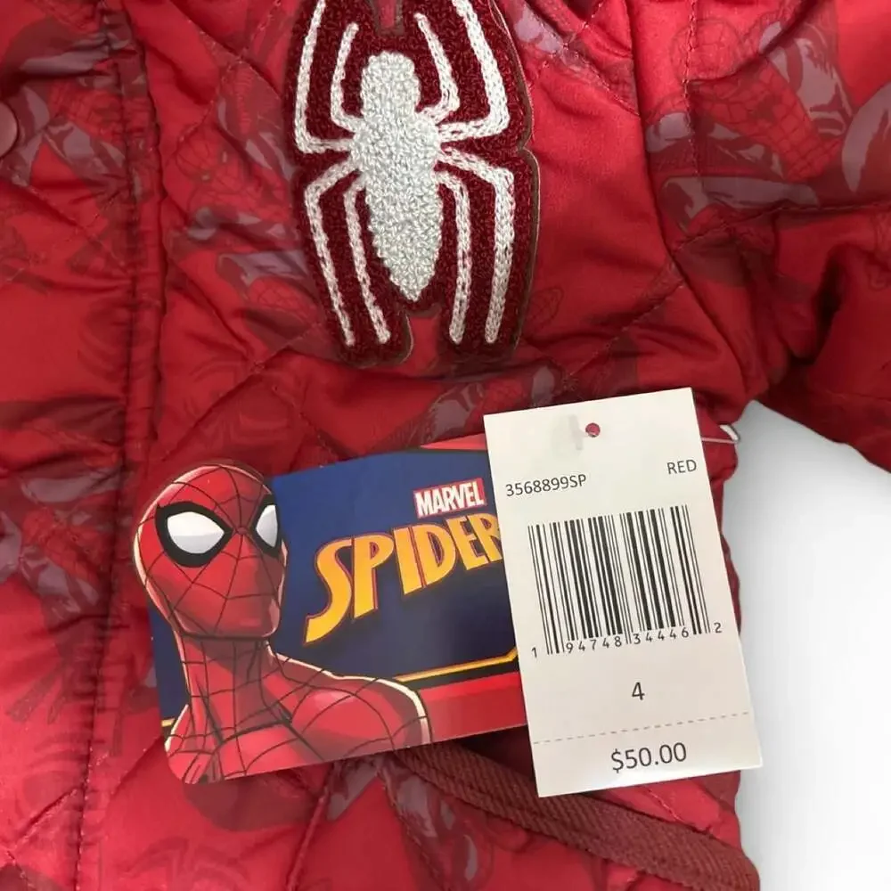 Marvel Spider-Man Hooded Midweight Quilted Jacket Size 4